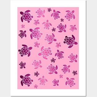 PINK Sea Turtle Love Posters and Art